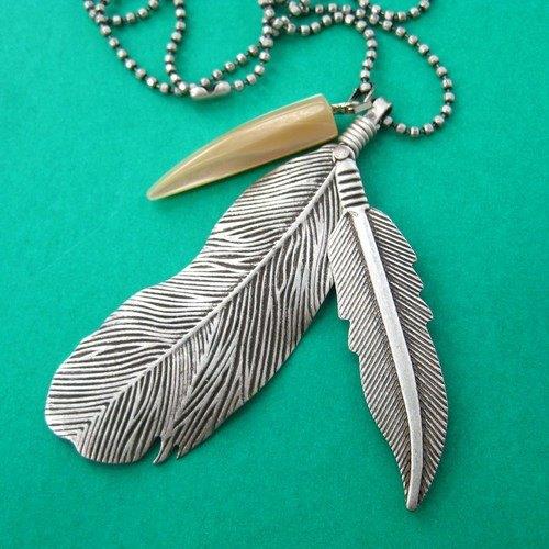 Bohemian hot sale feather necklace