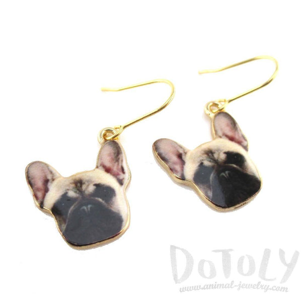 Abstract Colorful French Bulldog Puppy Shaped Earrings – DOTOLY