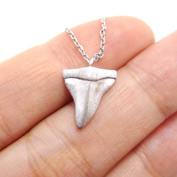 Great White Shark Tooth Necklace Silver Shark Tooth Pendant 