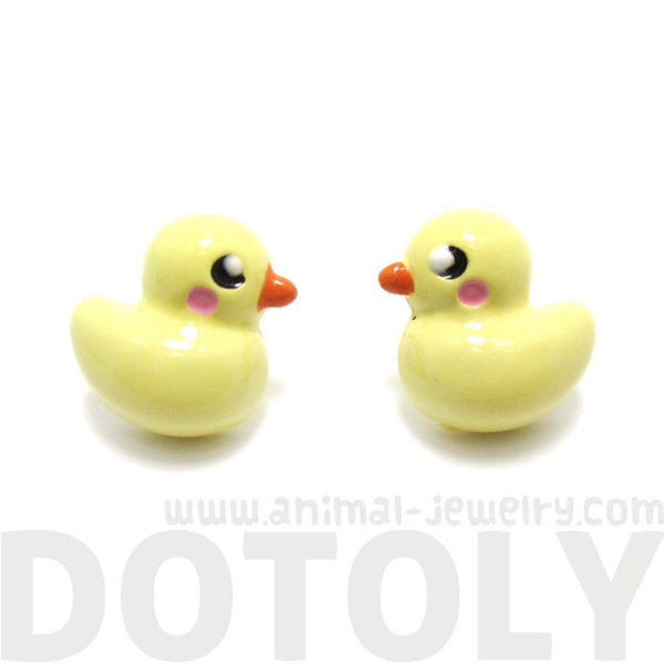 Small Yellow Rubber Ducky Shaped Stud Earrings