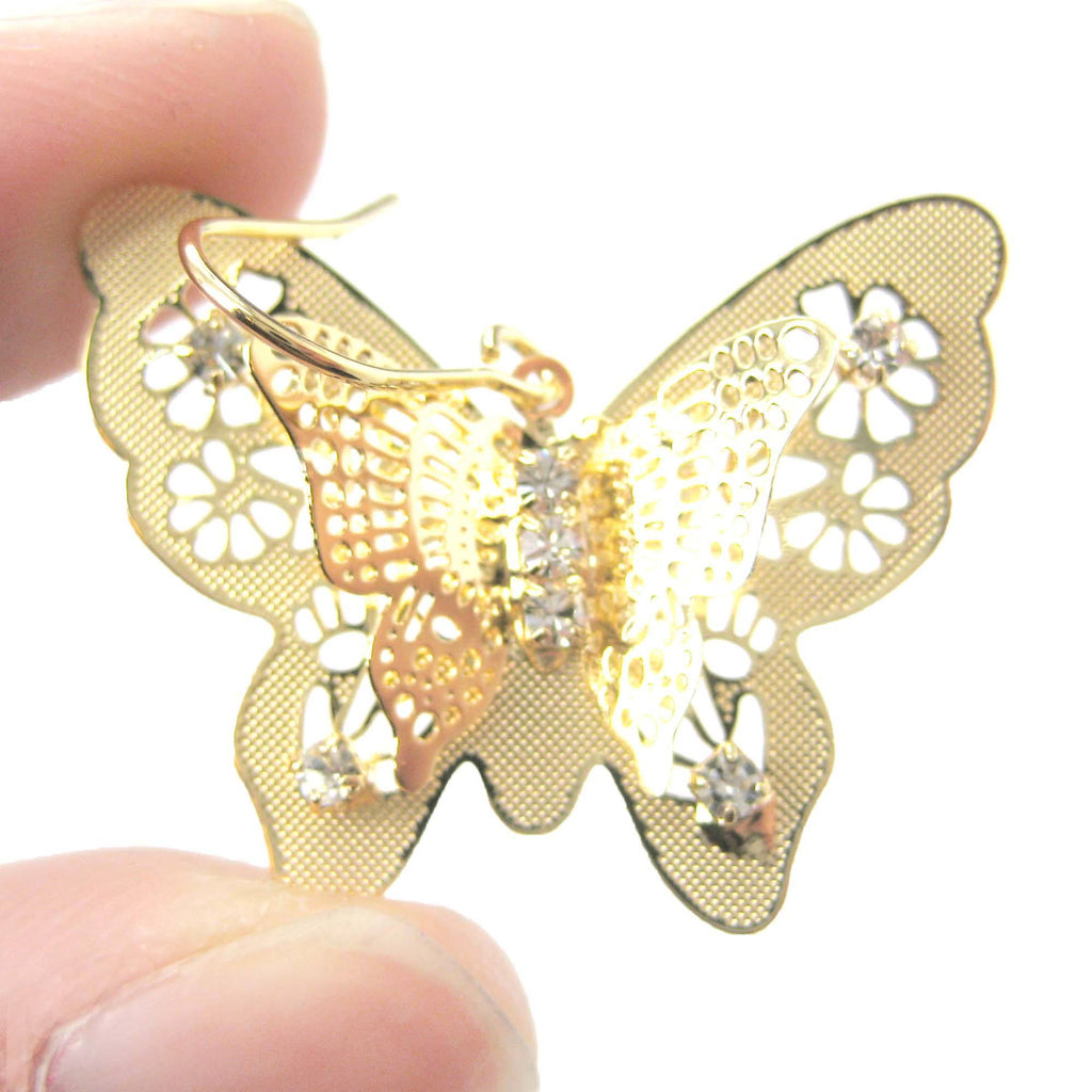 Yellow Metal Butterfly Fish Hook Earrings – BBJewelry