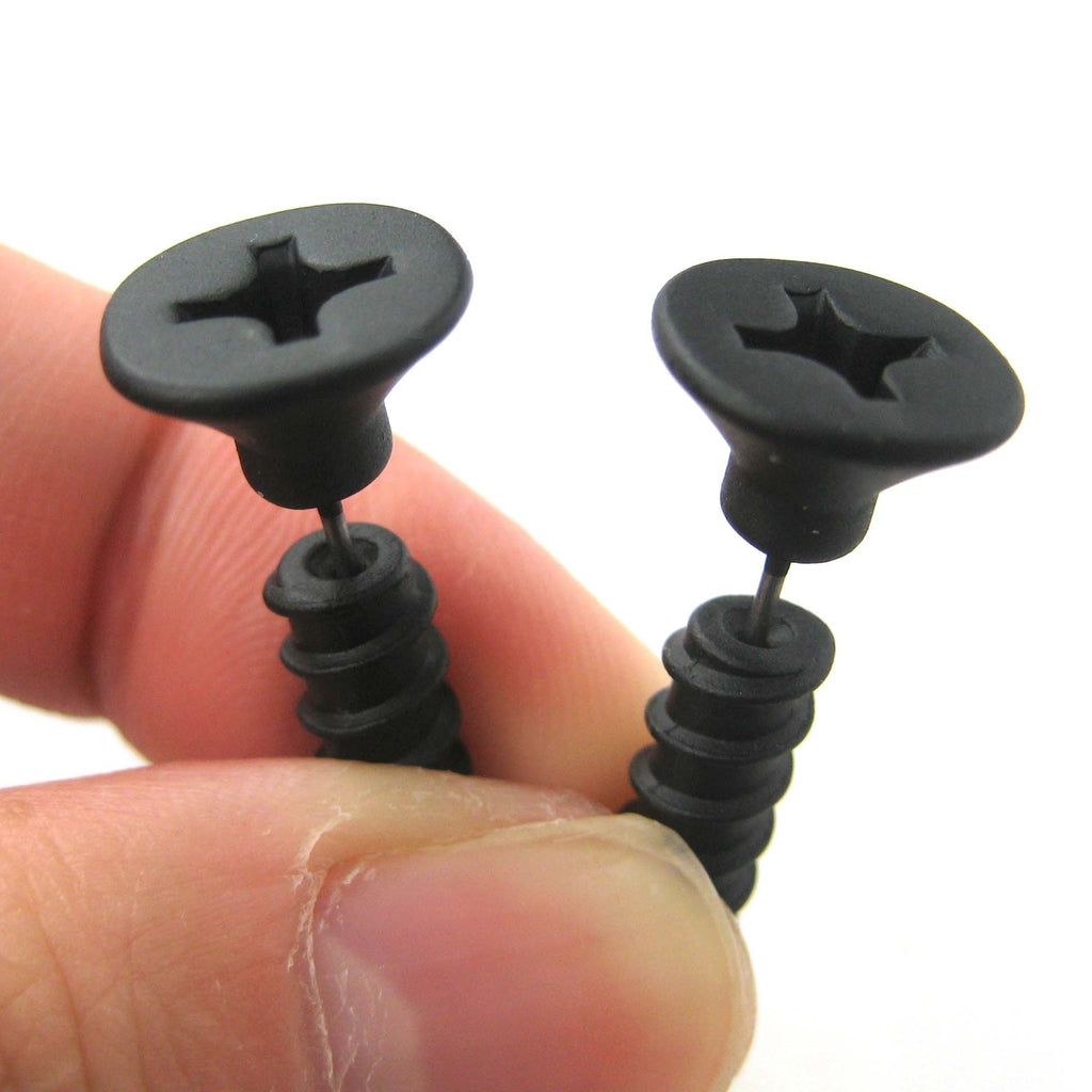 Fake Gauge Skeleton Key Shaped Faux Plug Stud Earrings in Black – DOTOLY