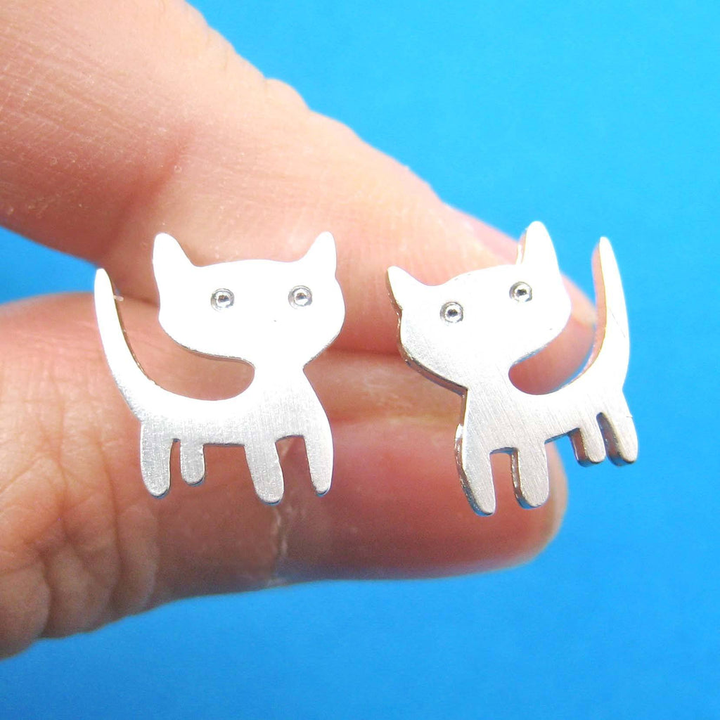 Cat earrings Mouse, cat lover gift, kitten jewelry rodent, high quality cat gift for pet lover, titanium jewelry, animal earrings bronze, mouse studs