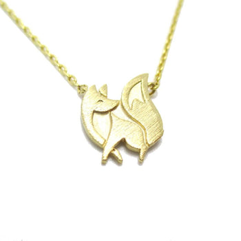 Baby Fox Shaped Silhouette Pendant Necklace in Gold | Animal Jewelry | DOTOLY