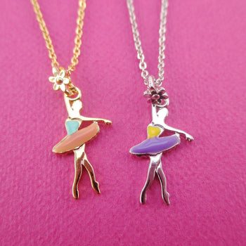 Ballet Dancer Ballerina Croise Derriere Pose Shaped Pendant Necklace