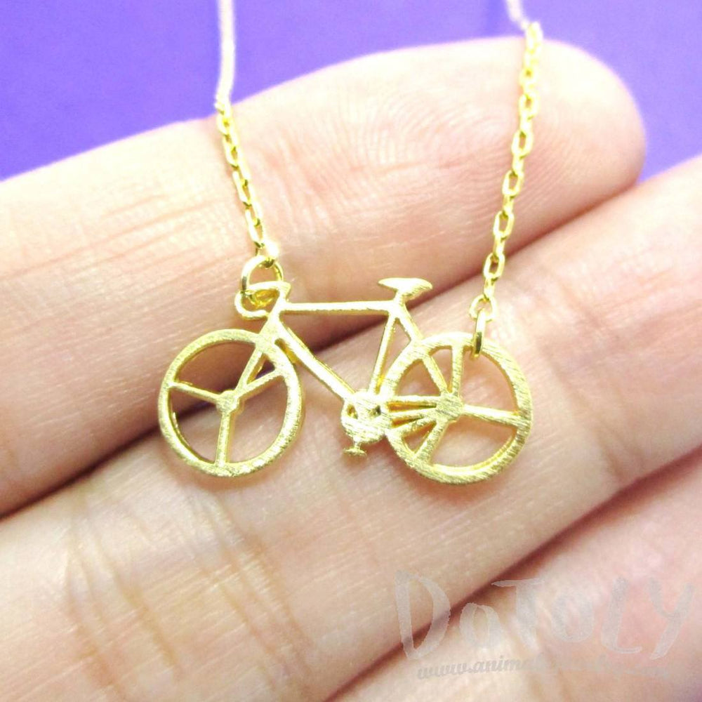 Bicycle Bike Silhouette Shaped Charm Necklace in Gold | DOTOLY | DOTOLY