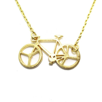 Bicycle Bike Silhouette Shaped Charm Necklace in Gold | DOTOLY | DOTOLY