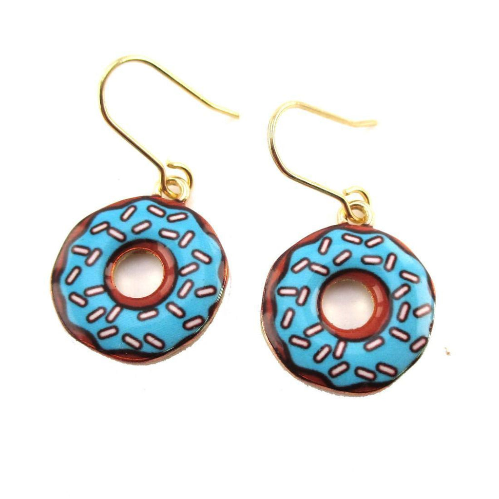 14K Gold Dot store Blue Doughnut Dolce Earrings