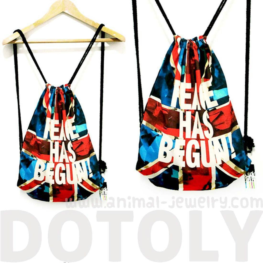 British Flag Peace Has Begun Typography Print Drawstring Backpack Bag –  DOTOLY