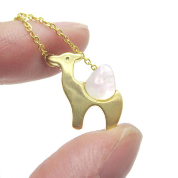 Camel Shaped Animal Themed Charm Necklace in Gold with Pearl Detail | DOTOLY | DOTOLY