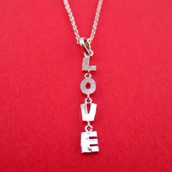 Dangling L. O. V. E. Love Letters Shaped Pendant Necklace in Silver