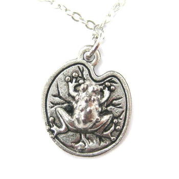 Detailed Toad Frog on A Lilypad Shaped Charm Necklace | MADE IN USA