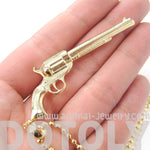 Detailed Gun Pistol Rifle Shaped Pendant Necklace in Gold | DOTOLY