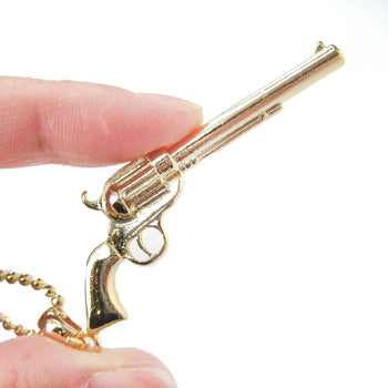 Detailed Gun Pistol Rifle Shaped Pendant Necklace in Gold | DOTOLY