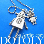 Wall-E Movie Inspired Robot Pendant Necklace in Silver | DOTOLY | DOTOLY