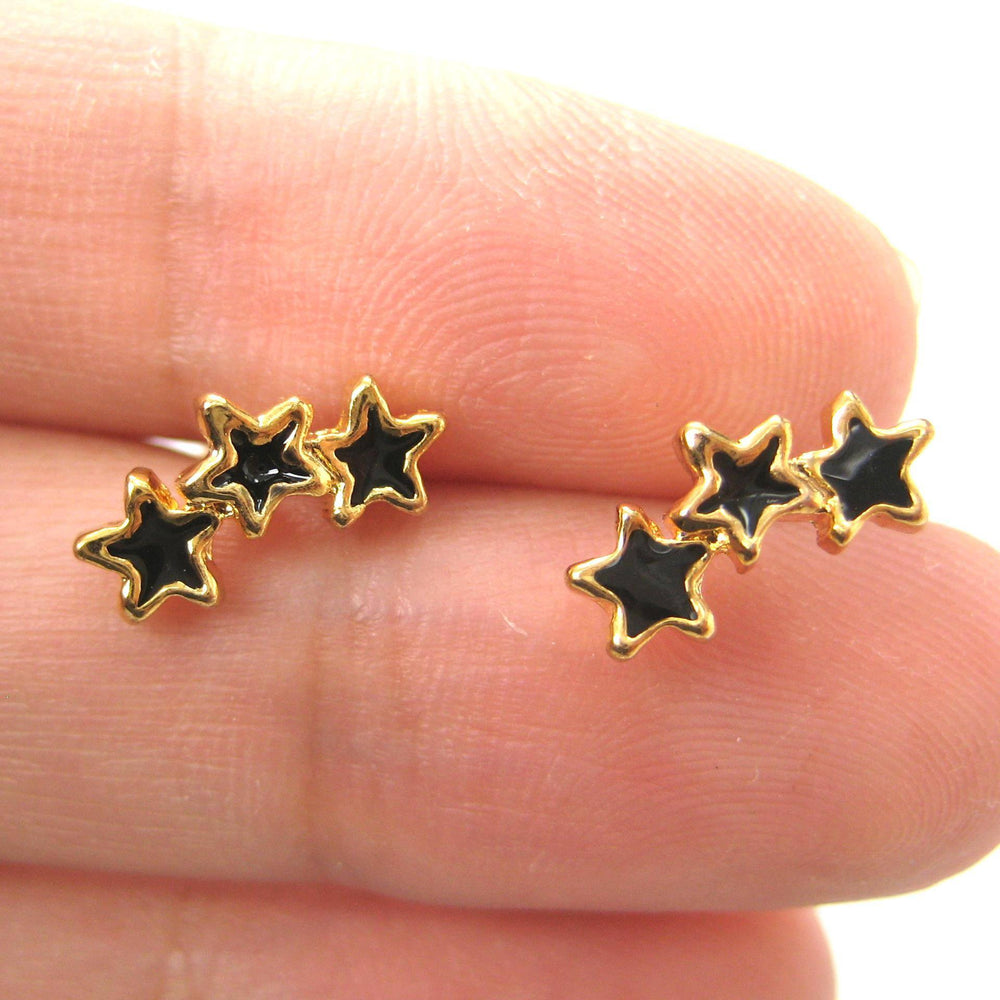 Small Snowflake Shaped Rhinestone Stud Earrings in Gold – DOTOLY