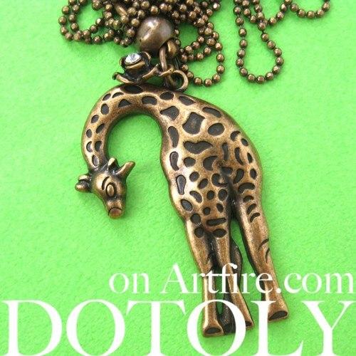 Giraffe Pendant Animal Necklace in Bronze | Animal Jewelry | DOTOLY