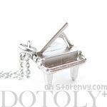 Miniature Music Realistic Grand Piano Pendant Necklace in Silver | DOTOLY