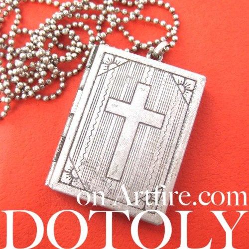 Bible Cross Shaped Locket Pendant in Silver | DOTOLY | DOTOLY