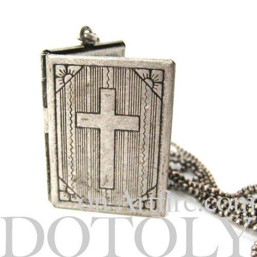 Bible Cross Shaped Locket Pendant in Silver | DOTOLY | DOTOLY