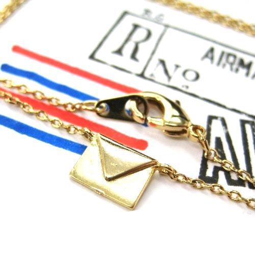 Miniature Envelope Letter Charm Necklace in Gold | DOTOLY | DOTOLY