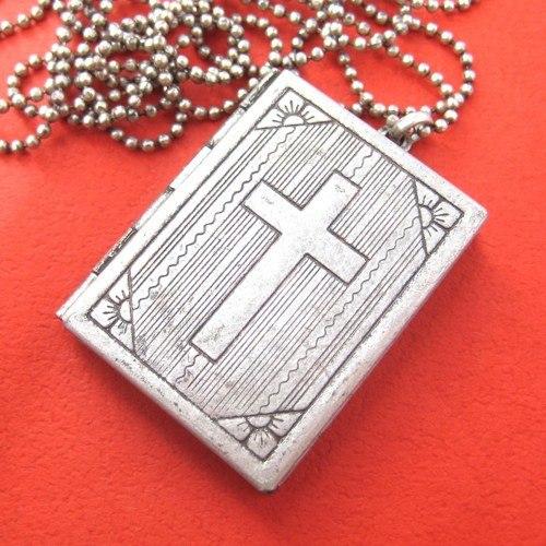 Bible Cross Shaped Locket Pendant in Silver | DOTOLY | DOTOLY