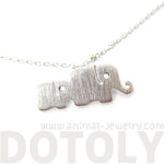 Elephant Family Animal Shaped Silhouette Pendant Necklace in Silver