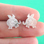 Flying Baby Elephant Shaped Stud Earrings in Silver | Animal Jewelry | DOTOLY