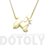 French Poodle Origami Shaped Pendant Necklace in Gold | Animal Jewelry | DOTOLY