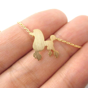 French Poodle Silhouette Shaped Pendant Necklace in Gold | Animal Jewelry | DOTOLY