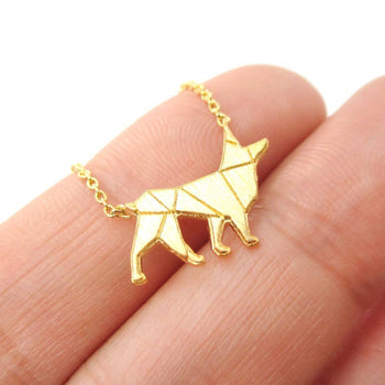 German Shepherd Dog Shaped Silhouette Charm Necklace in Gold | DOTOLY | DOTOLY