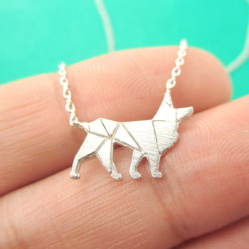 German Shepherd Dog Shaped Silhouette Charm Necklace in Silver | DOTOLY | DOTOLY