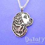 Golden Retriever Dog Portrait Pendant Necklace in Silver | Animal Jewelry | DOTOLY