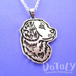 Golden Retriever Dog Portrait Pendant Necklace in Silver | Animal Jewelry | DOTOLY