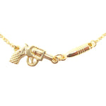 Gun and Bullet Revolver Shaped Charm Necklace in Gold | DOTOLY | DOTOLY