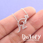 Kangaroo Outline Shaped Pendant Necklace in Silver | DOTOLY