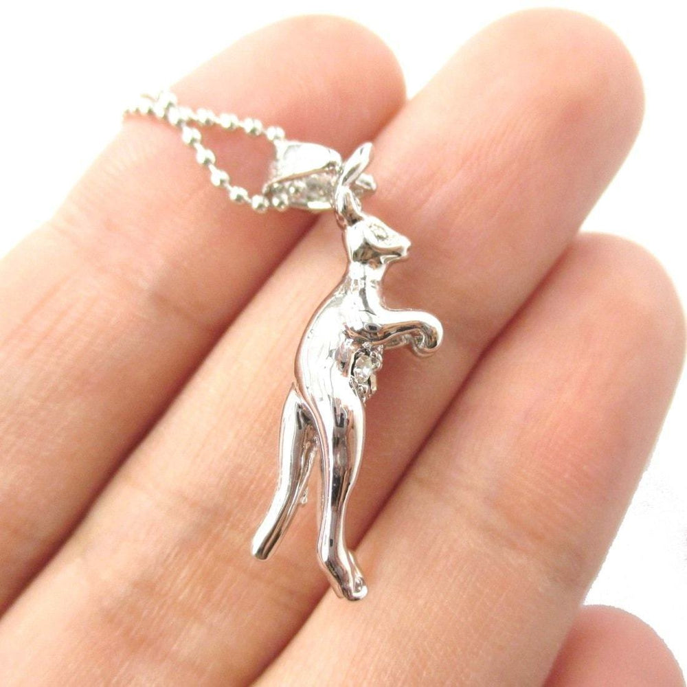 Kangaroo Shaped Pendant Necklace in Silver | Animal Jewelry | DOTOLY