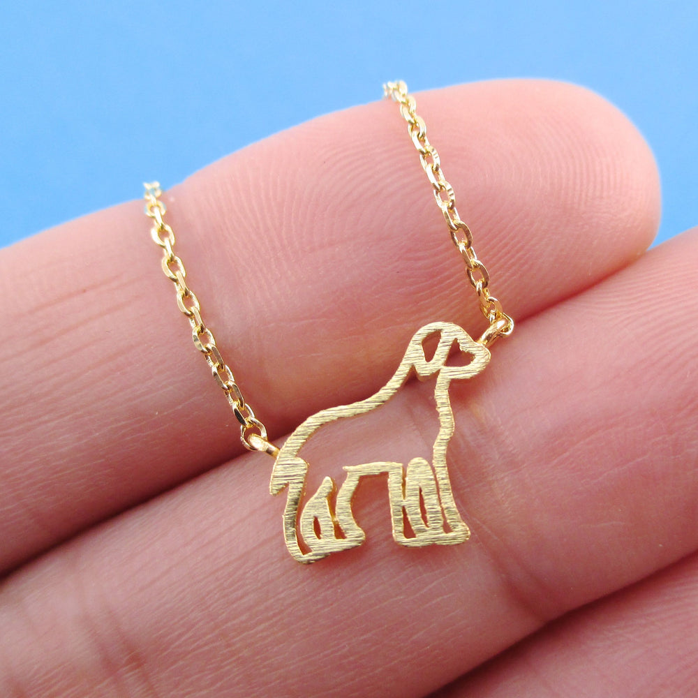 Labrador Retriever Puppy Outline Shape Pendant Necklace for Dog Lovers