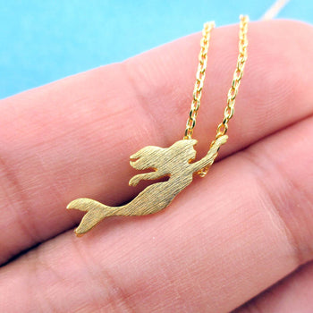 Little Mermaid Silhouette Shaped Pendant Necklace in Gold | DOTOLY | DOTOLY