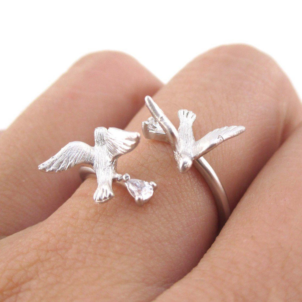 Sterling Silver Butterfly and Flower Adjustable Ring