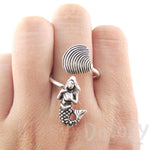 Mermaid and Seashell Wrap Around Adjustable Ring in Silver | DOTOLY | DOTOLY