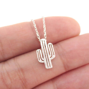 Miniature Arroyo Cactus Shaped Desert Themed Charm Necklace in Silver | DOTOLY | DOTOLY