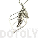 Mixed Floral Leaf Cut Out Shaped Pendant Necklace in Silver | DOTOLY | DOTOLY