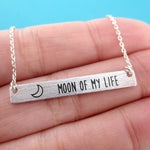 Moon Of My Life Minimal Bar Love Quote Pendant Necklace | Gifts For Her