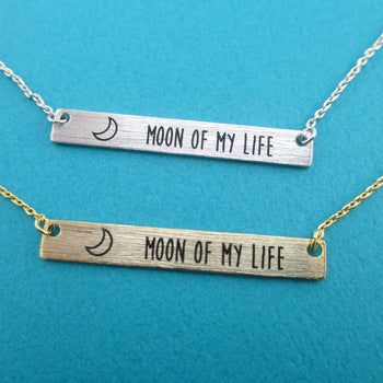 Moon Of My Life Minimal Bar Love Quote Pendant Necklace | Gifts For Her