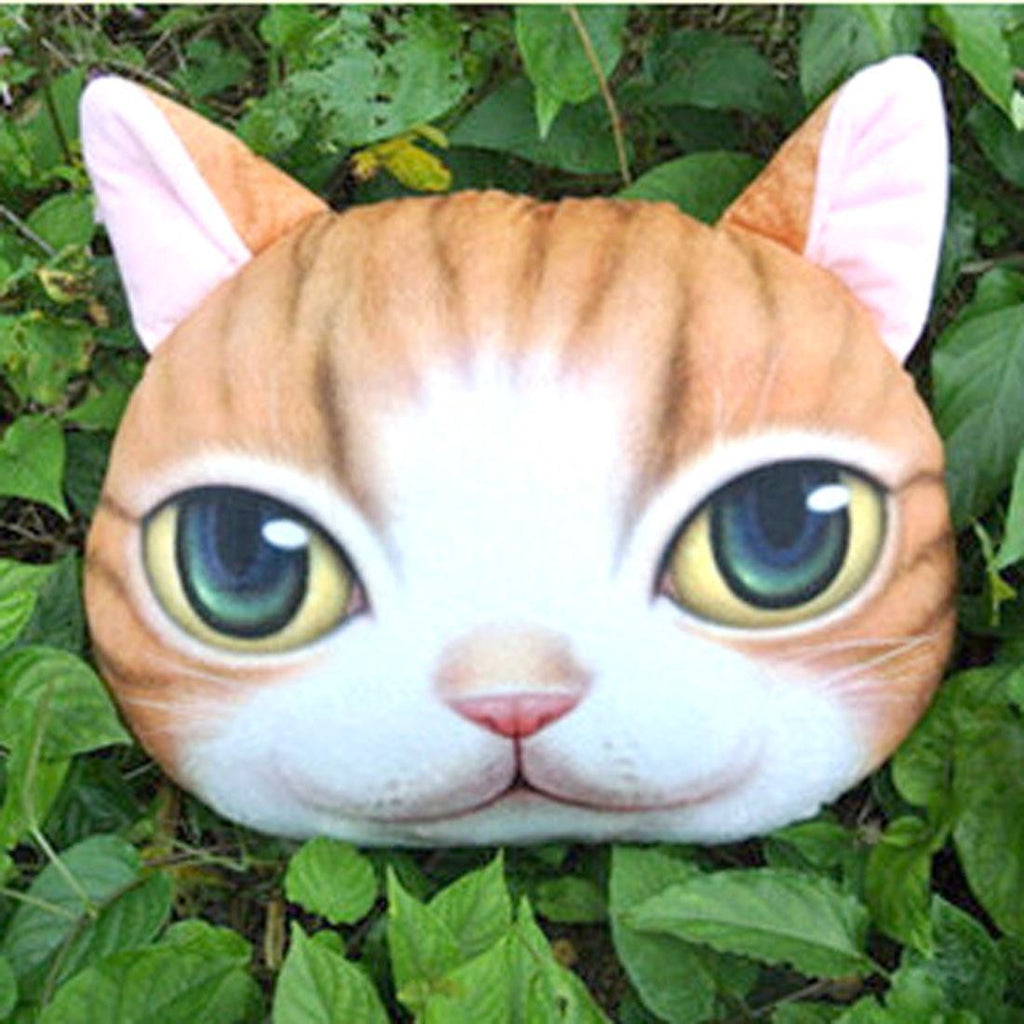 Orange Tabby Kitty Cat Face Shaped Soft Fabric Cushion DOTOLY