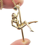 3D Pole Dancer Cross Leg Climb Pendant Necklace in Gold