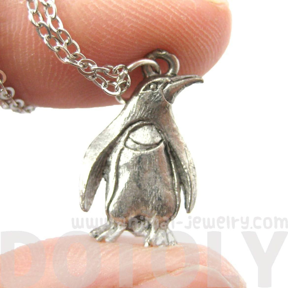 Realistic Penguin Bird Shaped Animal Charm Necklace in Silver | MADE IN USA | DOTOLY