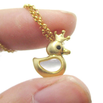 Rubber Ducky Shaped Pearl Pendant Necklace in Gold | DOTOLY | DOTOLY