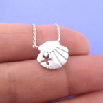 Scallop Seashells with Starfish Cut Out Shaped Pendant Necklace